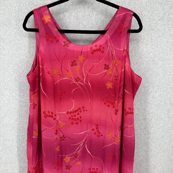 Halmode Plus Womens VTG Floral Maxi Dress Size 22W Pink Crinkle Wide Strap EUC - Picture 2 of 13